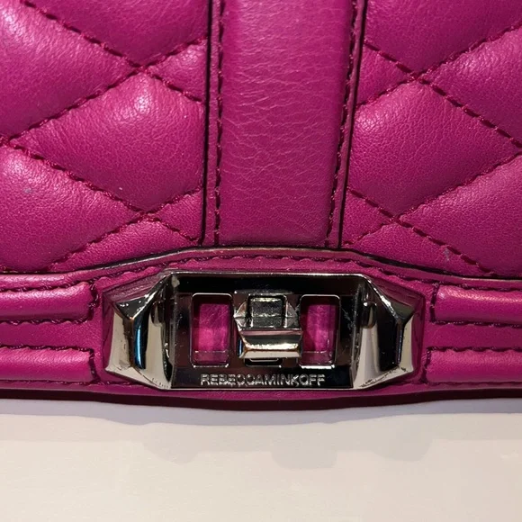 Rebecca Minkoff fuchsia pink leather clutch shoulder bag removable chain straps - Picture 6 of 7